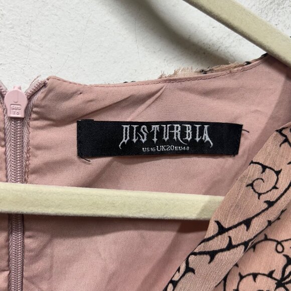 Disturbia rosethorn corset Pink and Black Midi Dress plus size US 16 - Picture 4 of 11